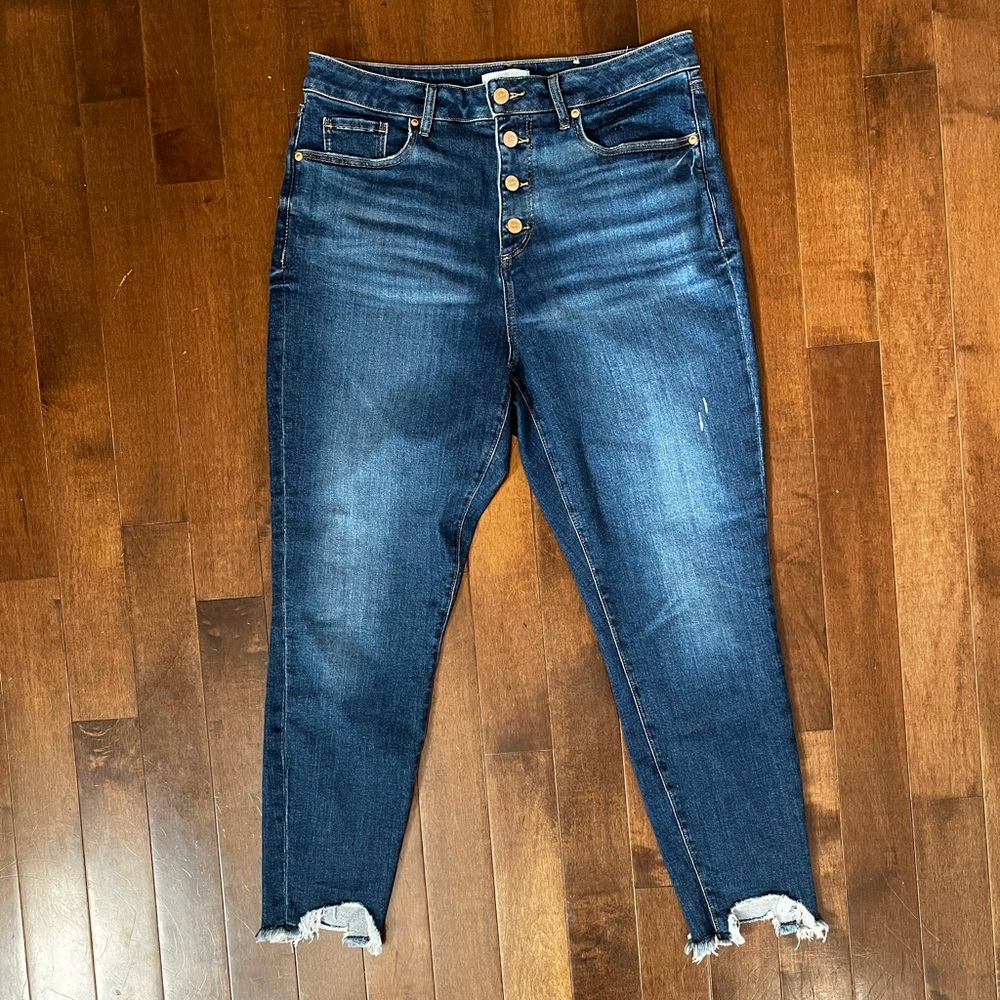 Loft NWOT curvy high waist skinny jeans with raw hem